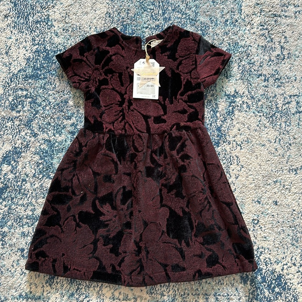 Zara velvet burgundy girls dress size 5